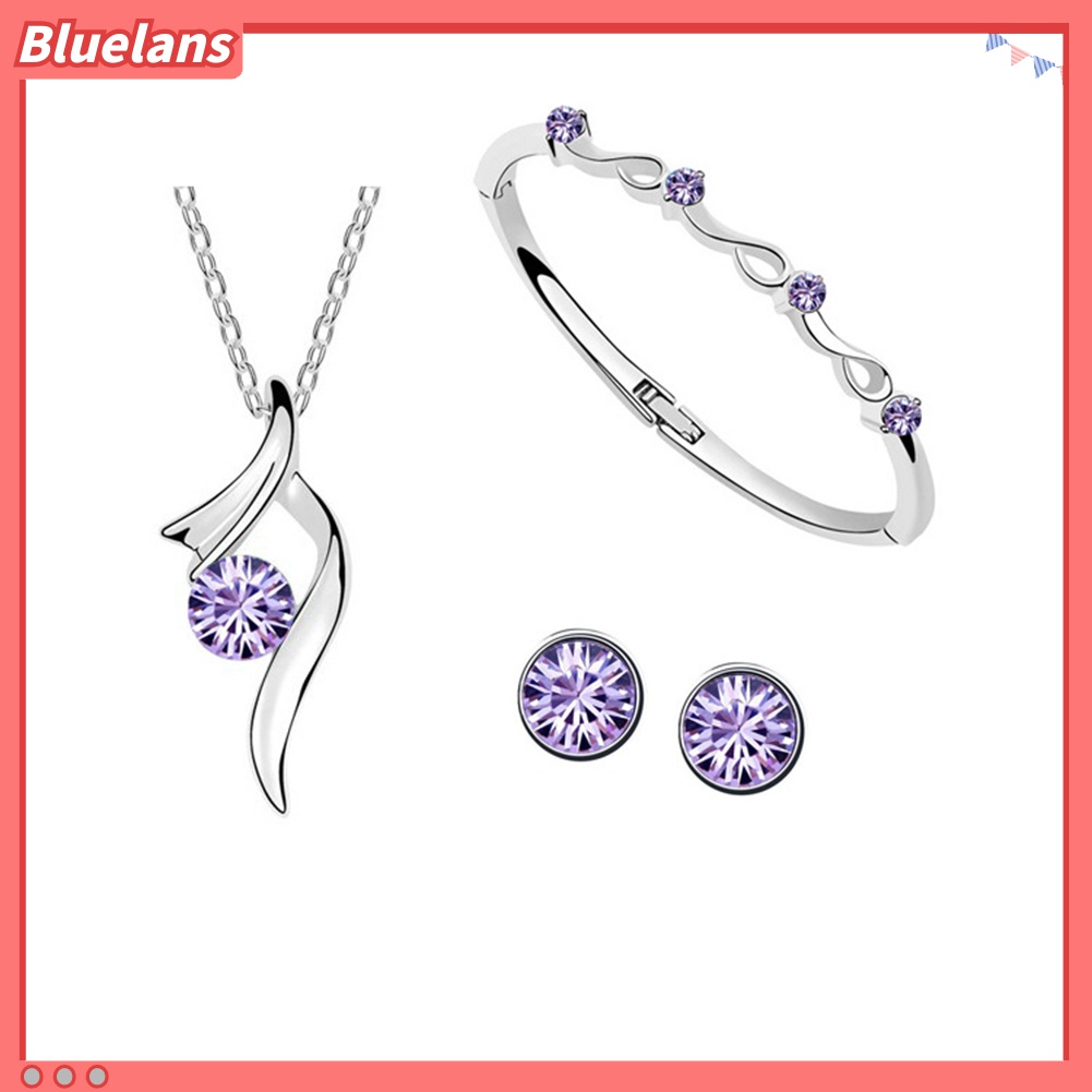 Bộ Trang Sức Mạ Bạc Đính Đá Sang Trọng 48h