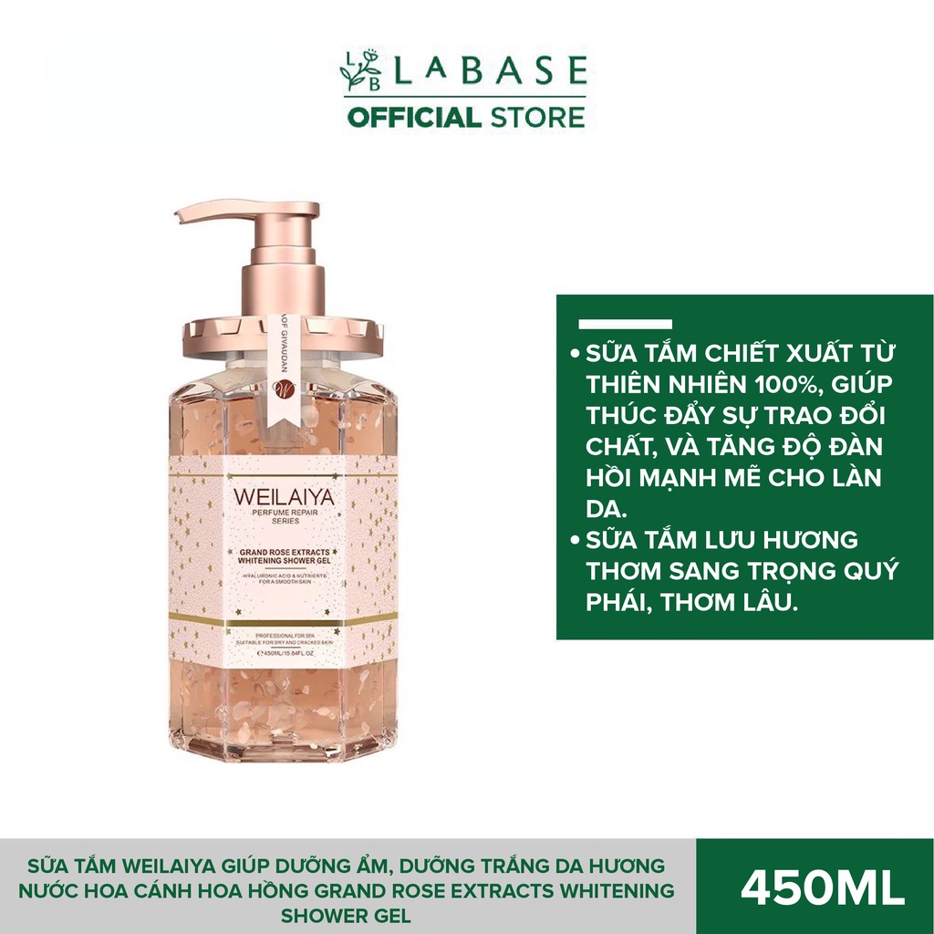 Sữa tắm Weilaiya giúp dưỡng ẩm, dưỡng trắng da hương nước hoa cánh hoa hồng Grand Rose Extracts Whitening Shower Gel Cha