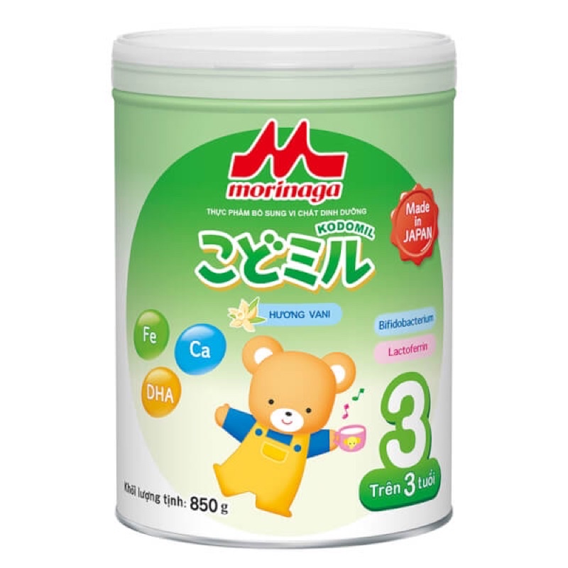 Lon sữa bột Nhật Bản Morinaga số 3 850g Chính hãng vani Tặng quà