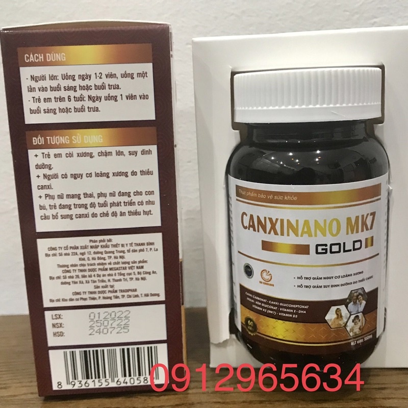 Viên Canxinano Mk7 Hỗ trợ tăng hấp thu canxi giúp phát triển xương răng, giảm nguy cơ loãng xương, suy dinh dưỡng