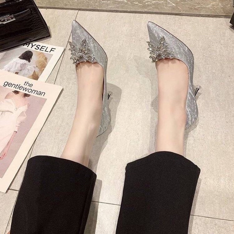 mã V6 giày cao gót nơ đá siu xinh sang chảnh