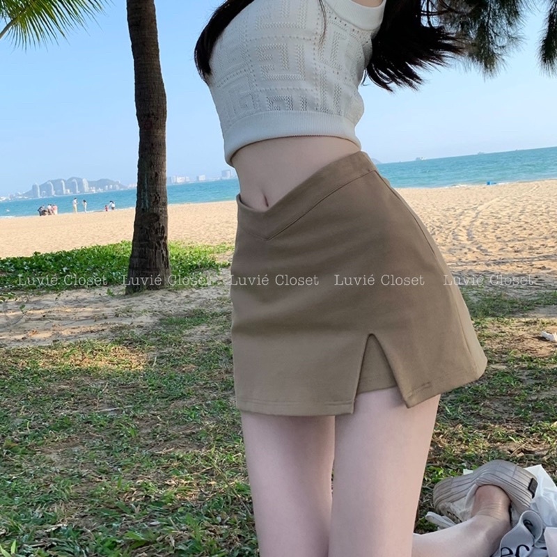 Chân Váy Chữ A Cut Eo Chữ V Có Quần Trong, Minishirt Xẻ Tà Quyến Rũ Tôn Dáng Luviecloset