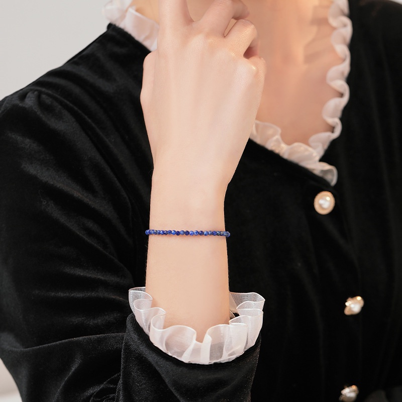 Vòng Đeo Tay Lapis Lazuli Bằng Đá Tự Nhiên Siêu Mịn Phong Cách Retro