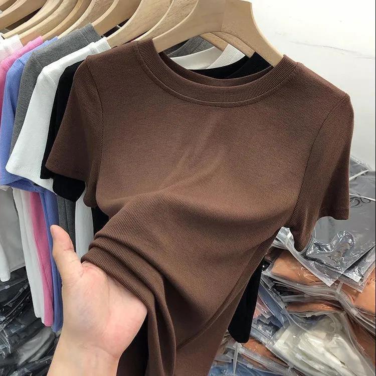 Áo thun ngắn tay màu sắc thanh lịch thời trang cho nữ