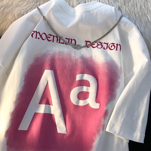 Áo Thun Ngắn Tay Dáng Rộng In Họa Tiết Xinh Xắn Dễ Phối Đồ