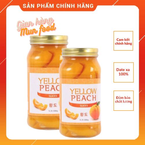 Đào ngâm Hàn Quốc 680G - Đào vàng ngâm Nongwoo - Đào ngâm Yellow Peach