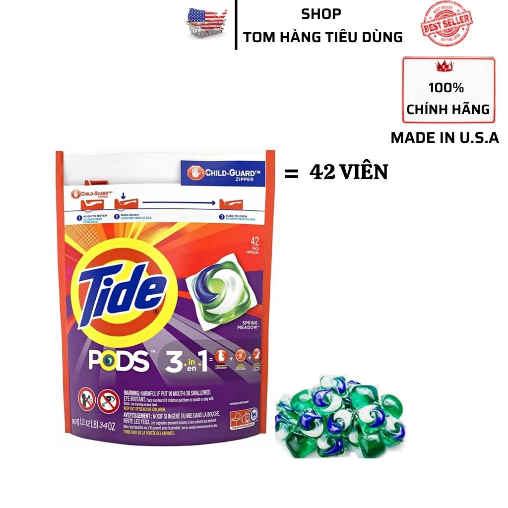 Viên giặt xả Tide Pods 3 in 1 túi 42 viên hàng Mỹ