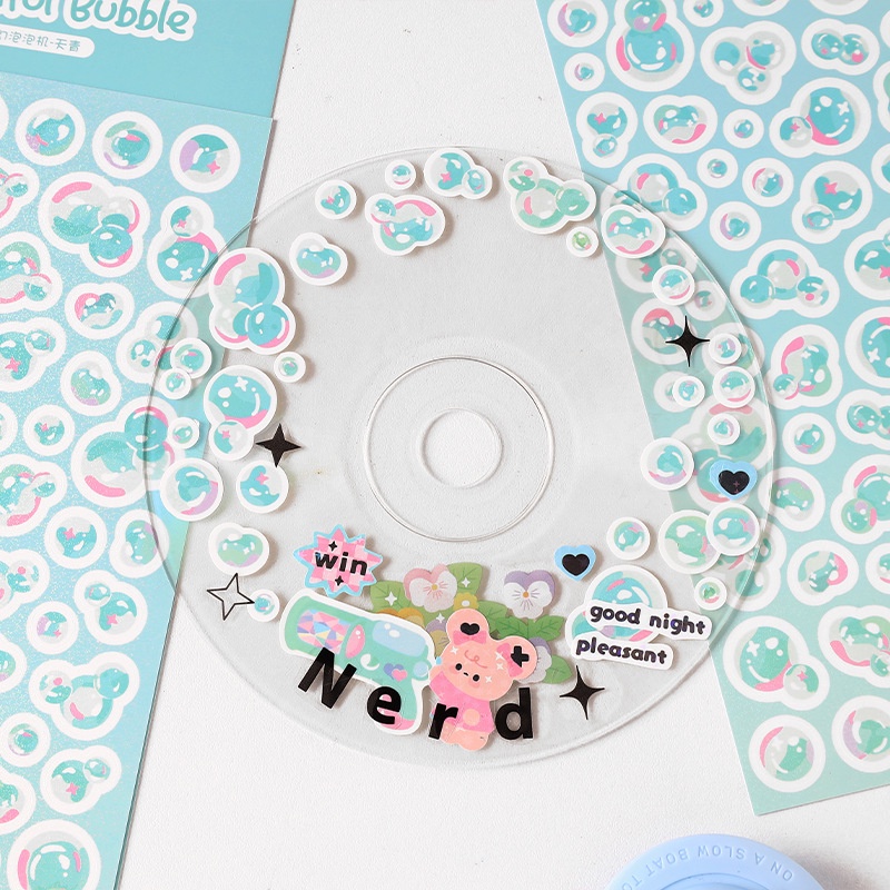 1 Tấm Hình Dán Thẻ Bong Bóng Đầy Màu Sắc