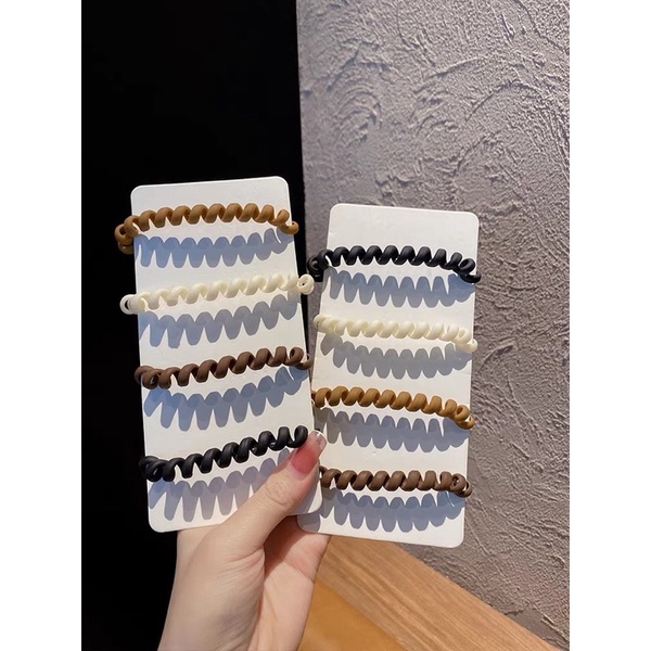 Lò xo cột tóc, chun lò xo màu trà sữa, thun màu đơn giản