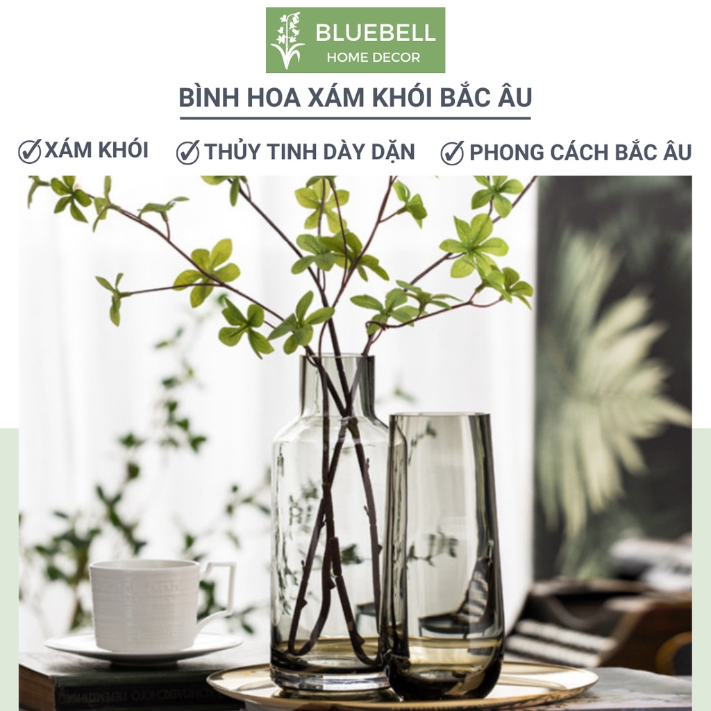 Lọ Hoa Thuỷ Tinh Màu Decor - Bình Cắm Hoa Phong Cách Bắc Âu Cao Cấp Trang Trí Nhà Cửa BlueBell