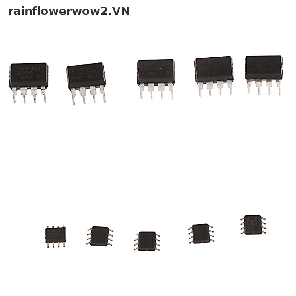 Bộ 10 Chip Bộ Nhớ AT 24C01 24C02 24C04 24C08 24C16 24C01N 24C02N 24C04N 24C08N 24C16N SOP8 DIP8 IC