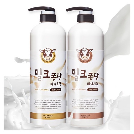Sữa tắm trắng da chiết xuất từ sữa tươi bò làm sạch và dưỡng ẩm da Welcos kwailnara milk pongdang body shower 1000ml