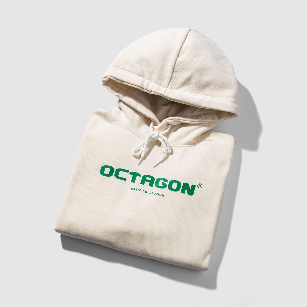 Áo Hoodie Nỉ Bông OCTAGON Basic SS01 Màu Kem Form Rộng Phong Cách Năng Động