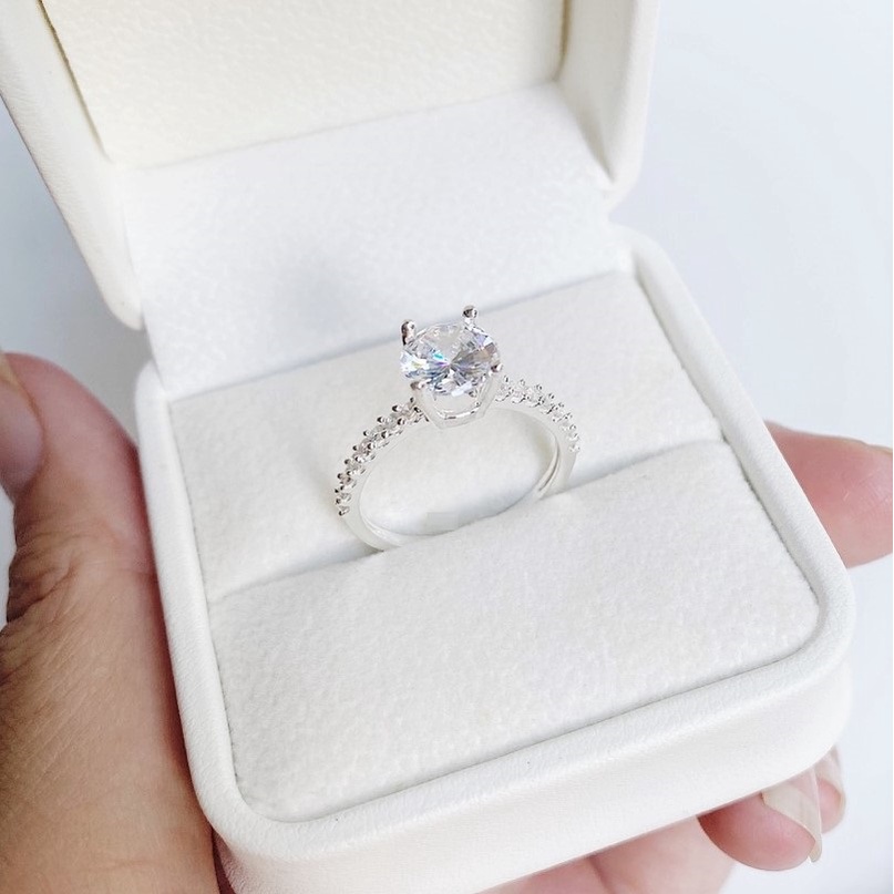 Nhẫn nữ bạc ta đính đá Evasilver, chất liệu bạc thật cao cấp, sáng bóng không rỉ