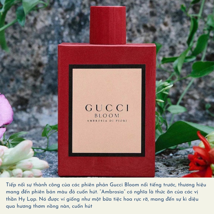 Nước Hoa Nữ Gucci Bloom đỏ Ambrosia di Fiori 100ml Jonyta - Dầu Thơm Nữ Tính Sang Trọng Qúy Phái
