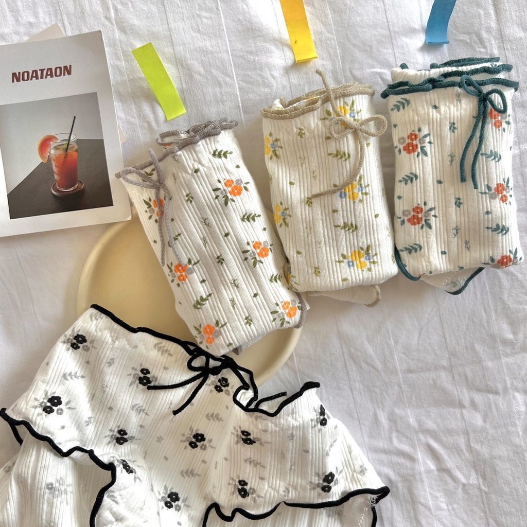 Quần Lót Cotton Họa Tiết Hoa Nhí Ngọt Ngào Kháng Khuẩn Cho Nữ