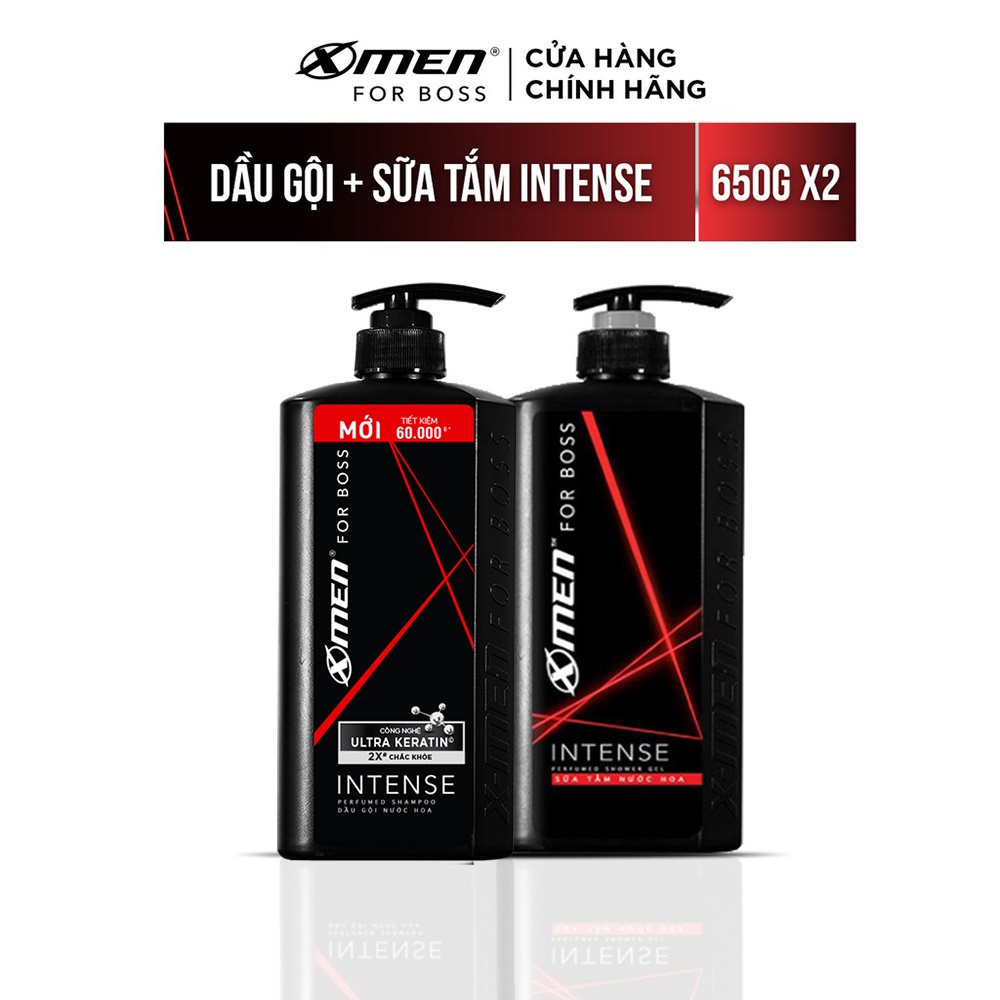 Dầu gội X-Men for Boss Intense 650g + Sữa tắm nước hoa X-Men for Boss Intense 650g
