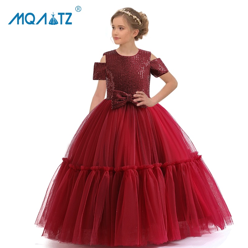 Đầm dạ hội công chúa MQATZ đính kim sa lấp lánh nhiều màu sắc cho bé gái 3-12 tuổi