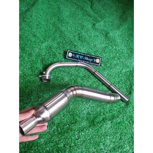 Cổ pô GSX150 bầu tổ ong 2 khúc inox 304