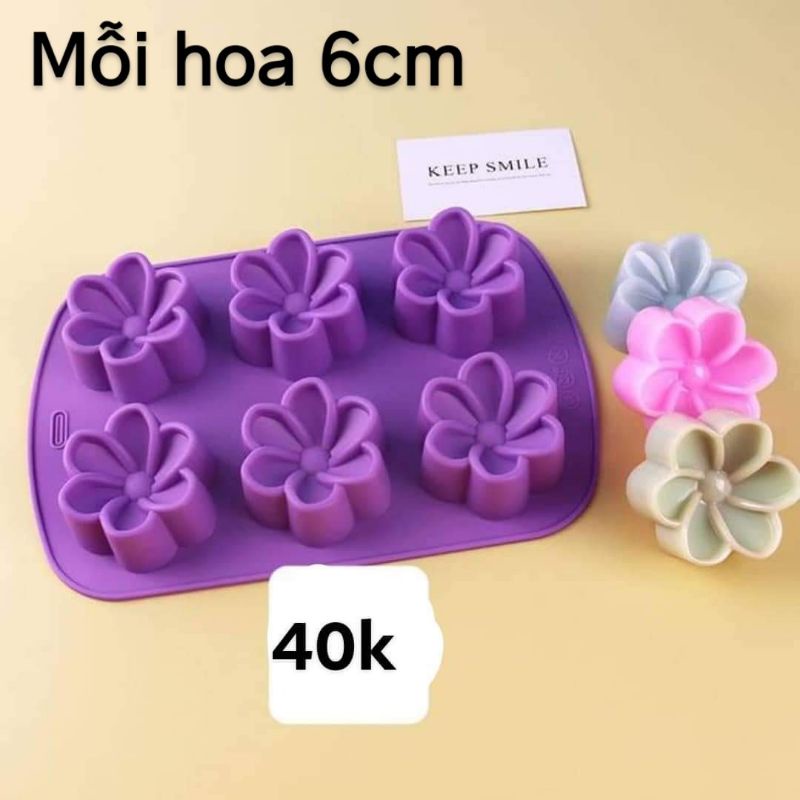 khuôn silicon 6 hoa sứ