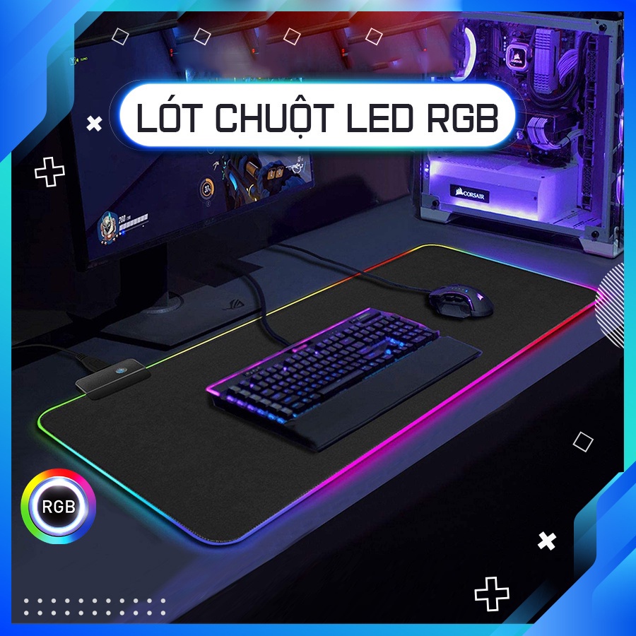 Miếng Lót Chuột Gaming Có Đèn Led RGB Đổi Màu Cực Đẹp Dành Cho Game Thủ - Bàn Di Chuột Chơi Game Chống Trượt - NEXTAGE