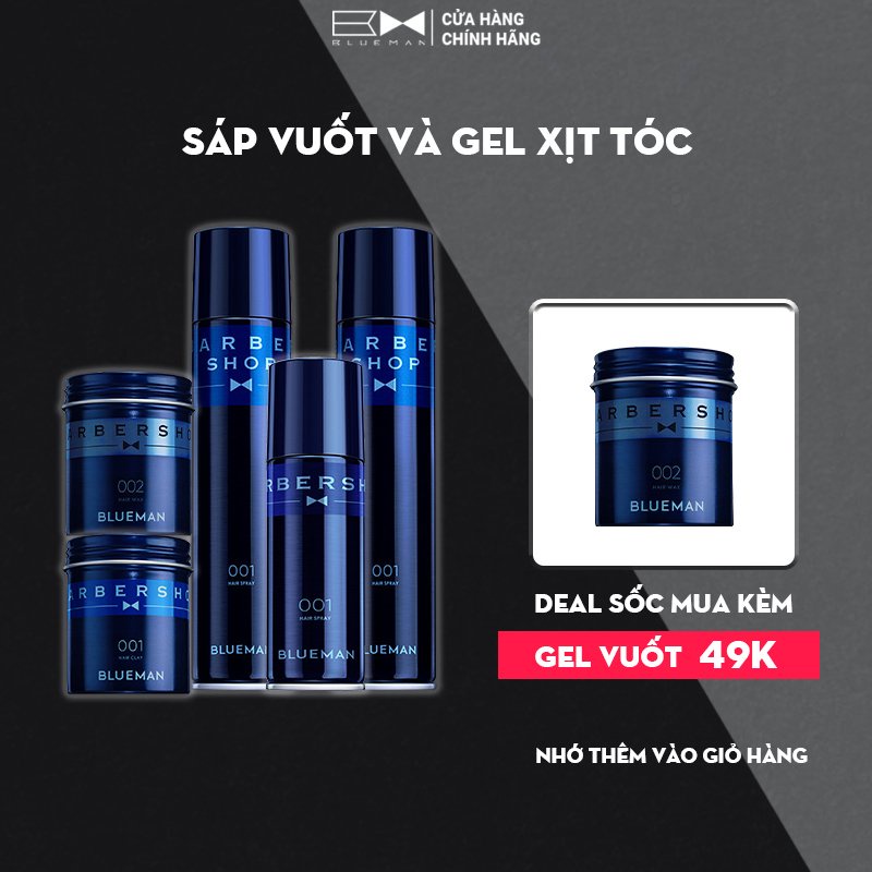 Sáp Vuốt Tóc & Gôm Xịt Tóc Nam BLUEMAN, Tạo Kiểu Chuẩn Salon, Giữ Nếp Đến 8H