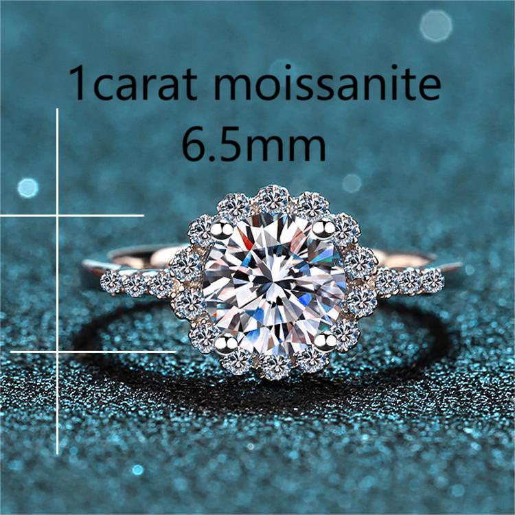 XDY-961 Nhẫn nữ bạc 925 Sterling, 1 carat Moissanite (có giấy chứng nhận)
