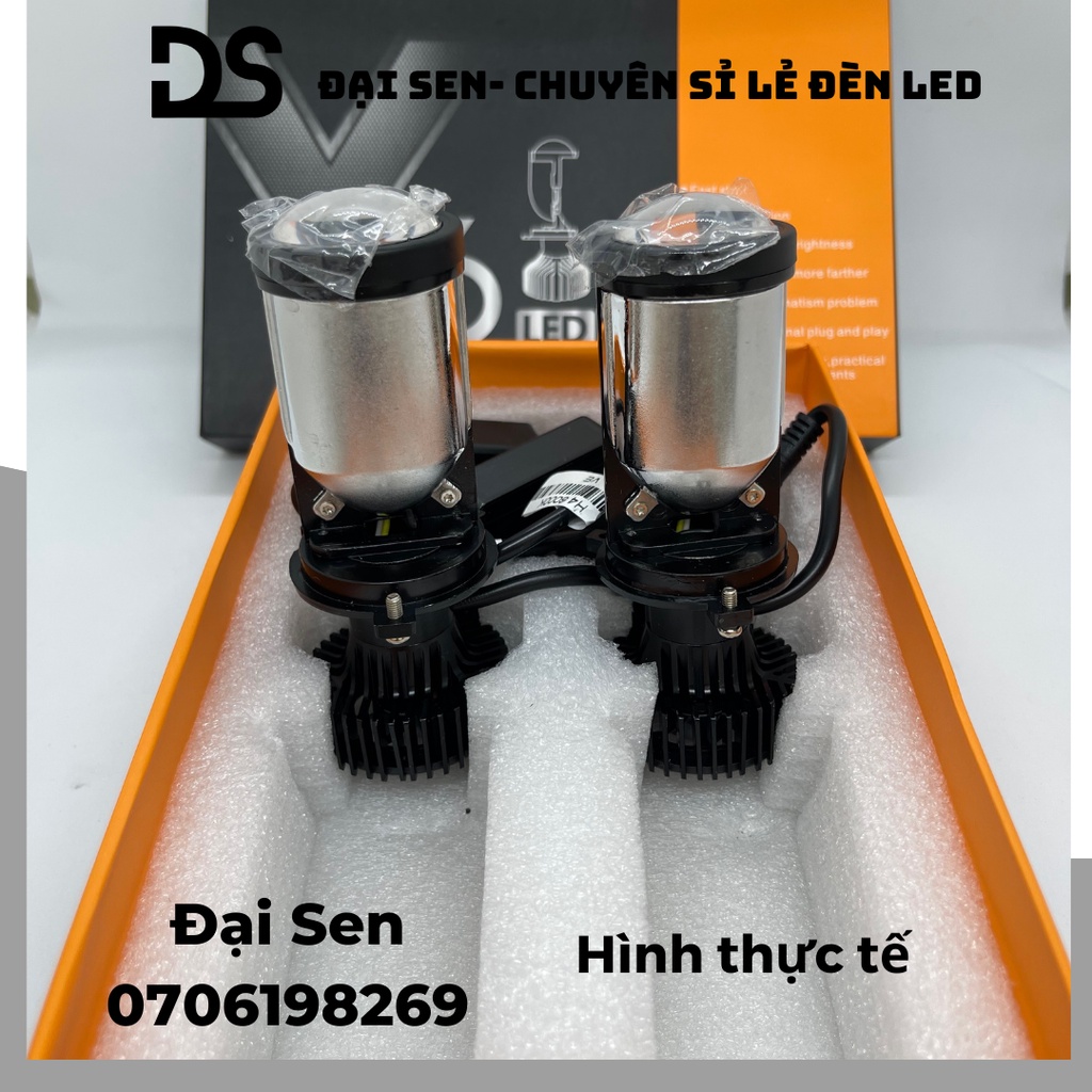 Đèn Led pha cầu mini Y6 loại cao cấp chân H4 cho ô tô và xe máy giá 1 bộ 2 bóng