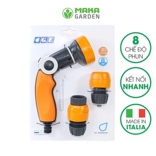 Bộ Kit Vòi Tưới Cầm Tay GF5594, Thương hiệu GF- Ý, 8 kiểu phun, độ bền cao, tùy chỉnh lưu lượng, kết nối khớp nối nhanh