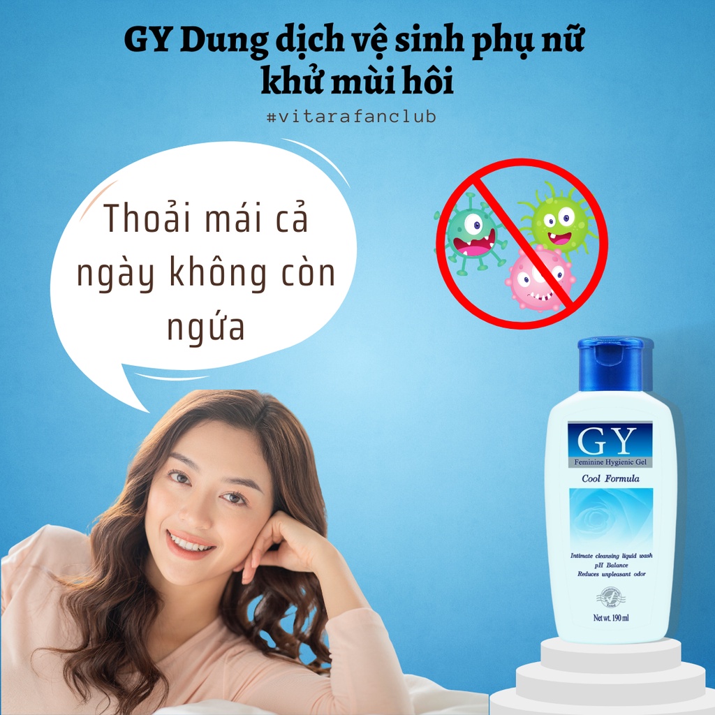 Dung dịch vệ sinh phụ nữ GYNO FEMININE HYGIENIC GEL khử mùi ngăn ngừa nấm vi khuẩn cân bằng pH 190ml Thái Lan