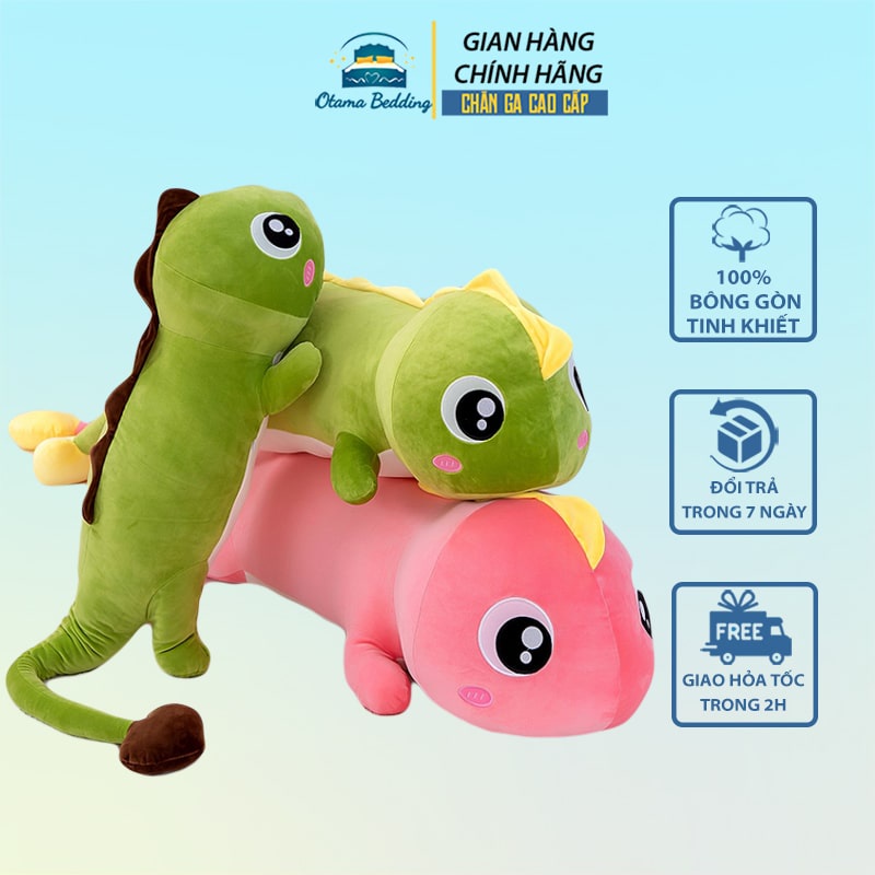 Gấu bông khủng long đuôi dài nhiều kích thước ruột bông gòn vỏ nhung mịn ngộ nghĩnh Otama Bedding