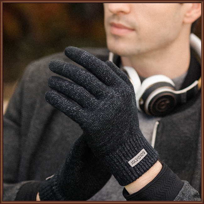 1 Đôi Găng Tay Chạy Bộ Vải Dệt Kim Dày Giữ Ấm Chống Trượt Thời Trang Mùa Đông Dành Cho Nam Dz118