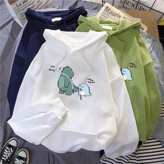 Áo hoodies khủng long cắn đuôi in 5d