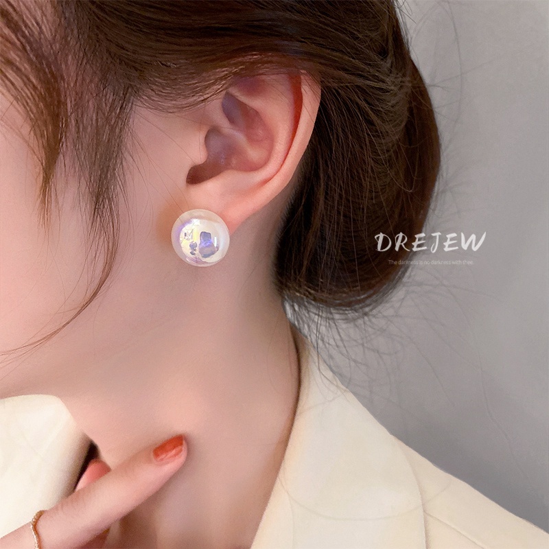 DREJEW Bông Tai Hình Nàng Tiên Cá Đính Ngọc Trai Đơn Giản Thời Trang bông tai nữ