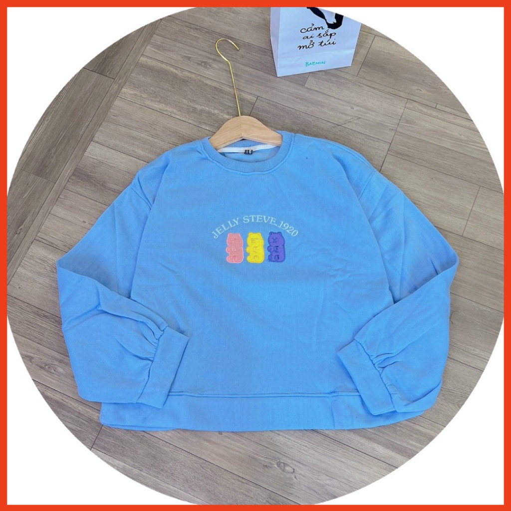 Áo Sweater giới tính Vins Fashion vải nỉ hình họa 3 chú gấu đẹp tươi phong thái mới