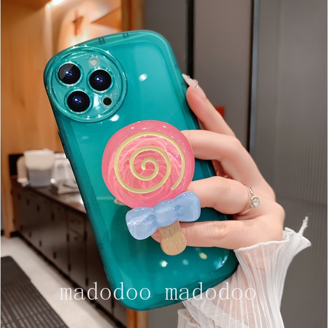 Samsung Galaxy A53 A24 A33 A23 A72 A12 A11 A10 A10S M23 M33 M11 J4 Plus 2018 4G 5G Cute Lollipop Stand Cartoon Multicolor Clear Airbag Shockproof Fine Hole Anti-fall Soft Phone Case NKS 17