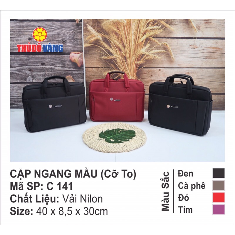 Cặp ngang xốp màu siêu nhẹ THỦ ĐÔ VÀNG cỡ to mã 141 cho sinh viên, công sở đựng máy tính laptop