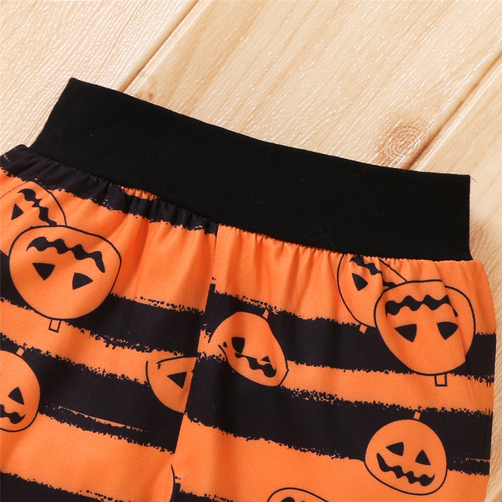 Trang phục Mikrdoo gồm áo liền quần tay dài với quần dài và mũ in họa tiết Halloween kiểu mùa thu cho em bé