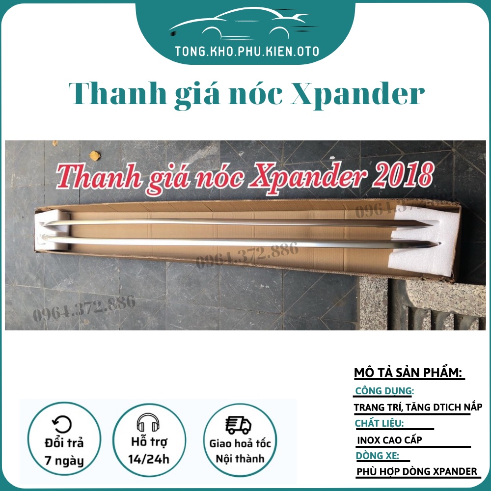 Thanh Giá nóc Xpander 2018-2019-2020-2021-2022 chất liệu inox, vừa zin cho Xpander