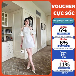 Váy tafta cổ yếm khoét vai tay bồng - sena studio