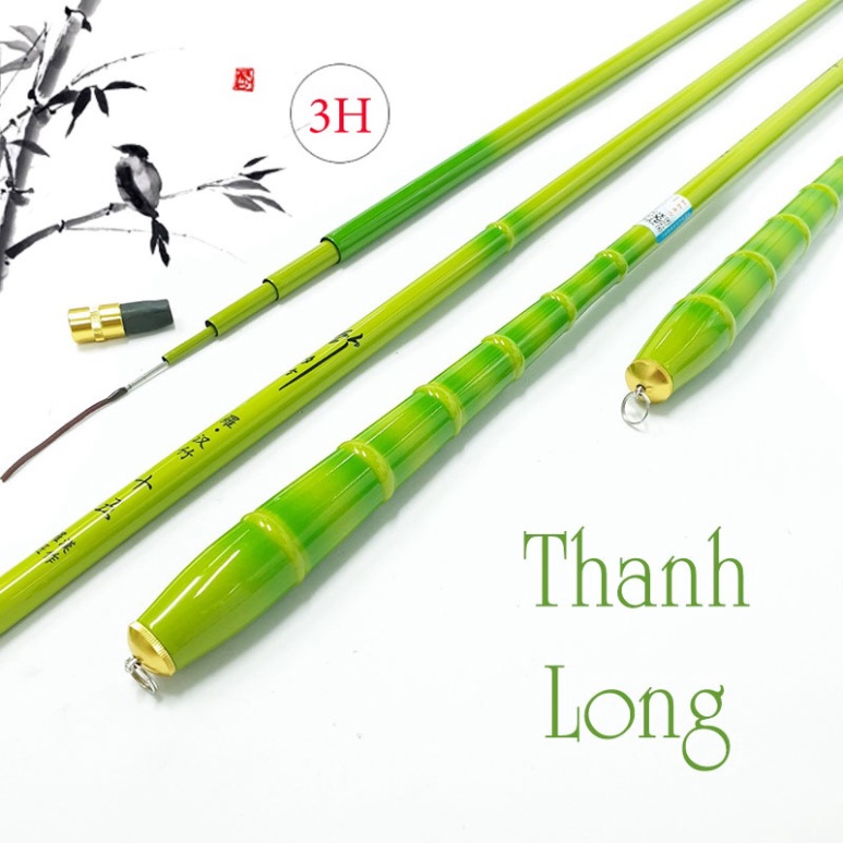 Cần câu tay trúc xanh thanh long 3h độ dài 2m7-3m6-3m9-4m5-5m4-6m3 câu cá giải trí rô riếc chép trôi