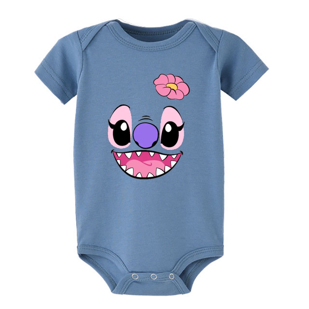 Lilo & stitch Áo Liền Quần Ngắn Tay Bằng cotton Đáng Yêu Vui Nhộn Cho Bé Sơ Sinh