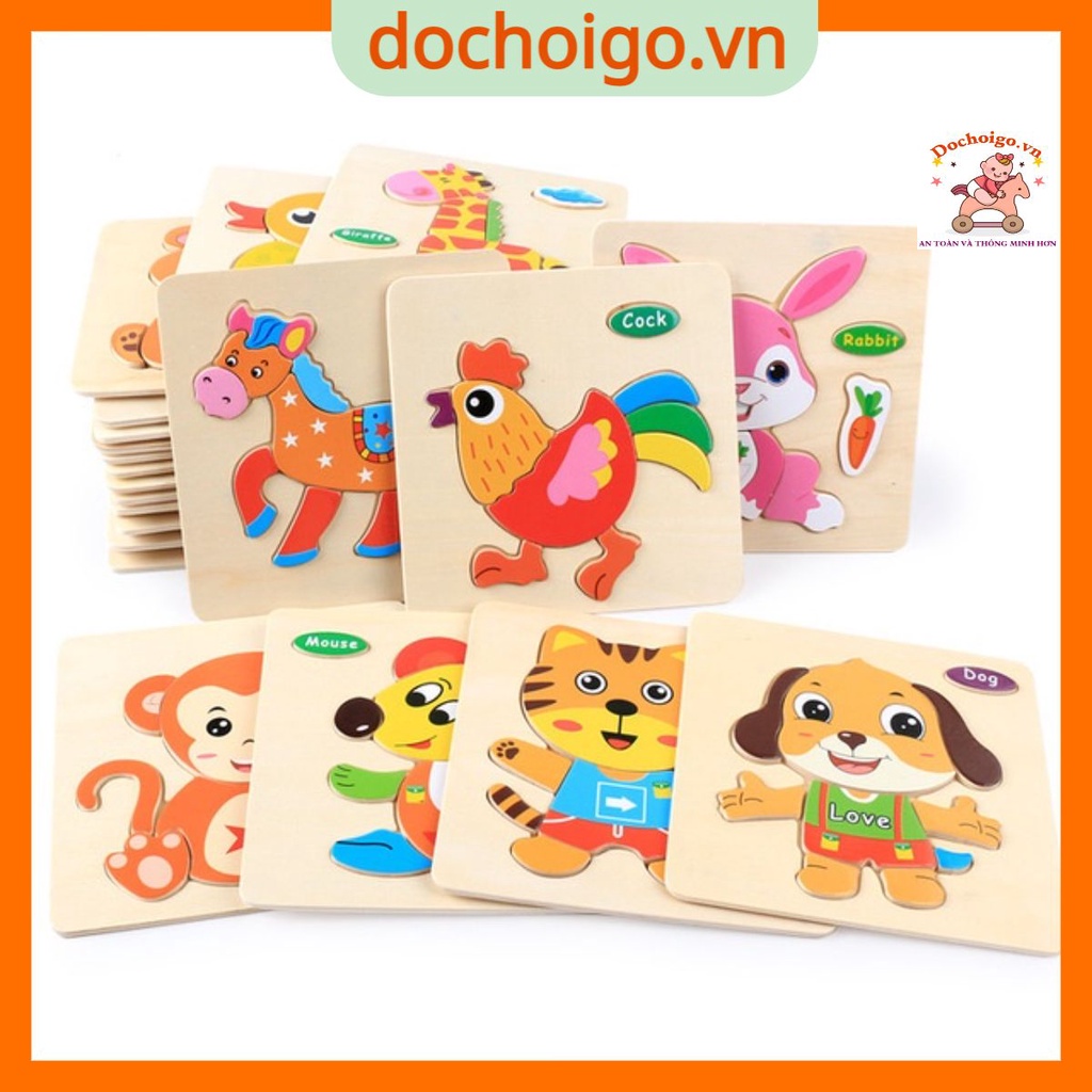 Đồ Chơi Xếp Hình Lắp Ráp Tranh Ghép Gỗ 3D Nhiều Hình Ngộ Nghĩnh Cho Bé Phát Triển Trí Tuệ