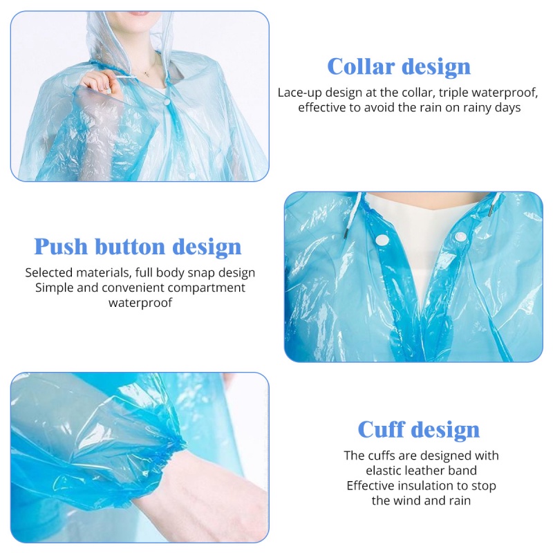 Áo mưa HDOORLINK dày dặn có mũ trùm dùng một lần chống thấm nước dùng đi câu cá/ leo núi/ du lịch ngoài trời cho nam nữ