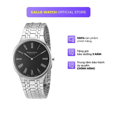 Đồng hồ Romanson Men Watch EM4252MWBK nam mặt mỏng kính Sapphire chống xước máy Thụy Sĩ dây thép cao cấp chính hãng