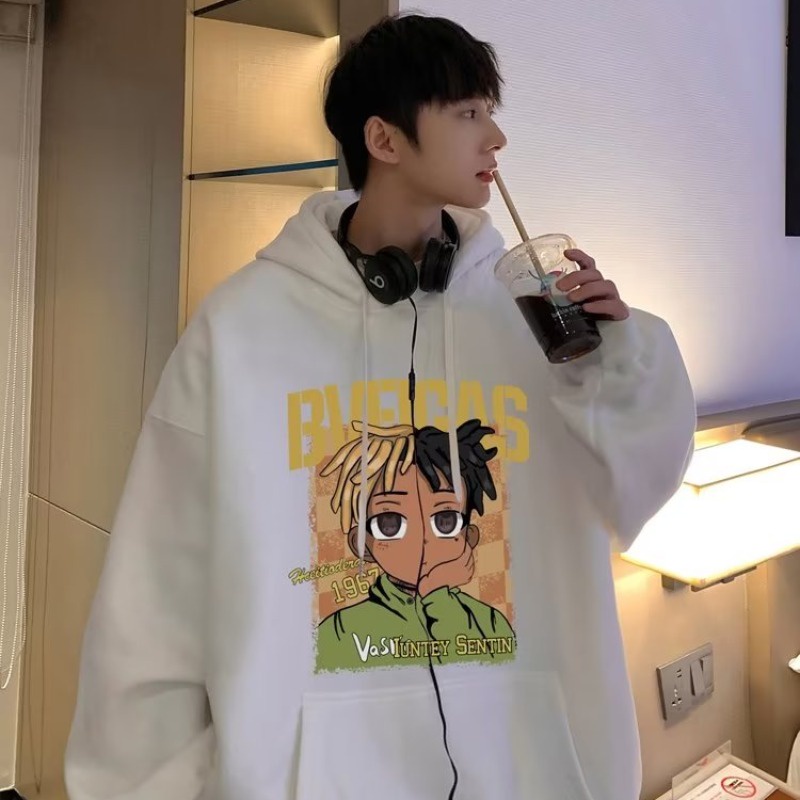 Áo Hoodie Nhung Tay Dài Dáng Rộng In Hình Phong Cách Hip Hop Mỹ Thời Trang Mùa Thu 2022 Size M-5XL