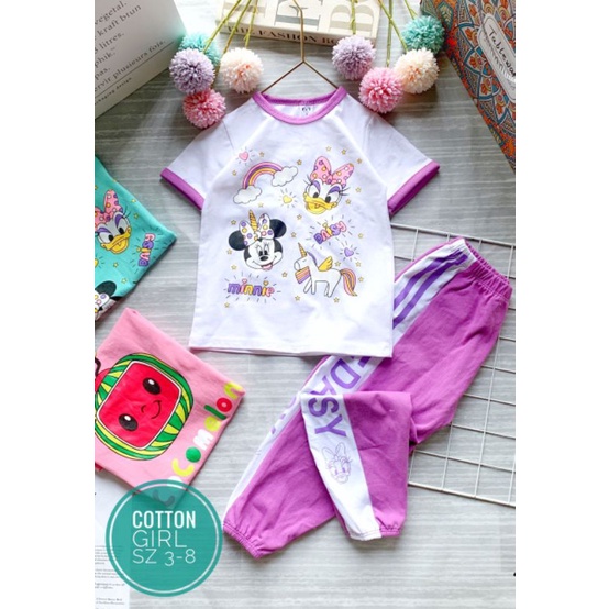 Bộ Bé Gái Áo Cộc Tay Quần Dài Cotton Xuất Khẩu 10-22kg