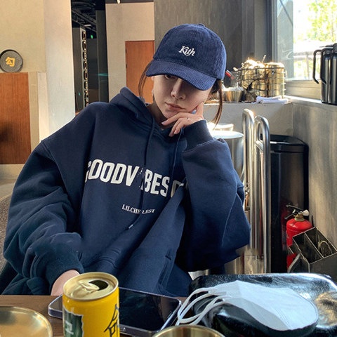 Áo Hoodies Tay Dài Hoạ Tiết Chữ In Phong Cách Hàn Quốc