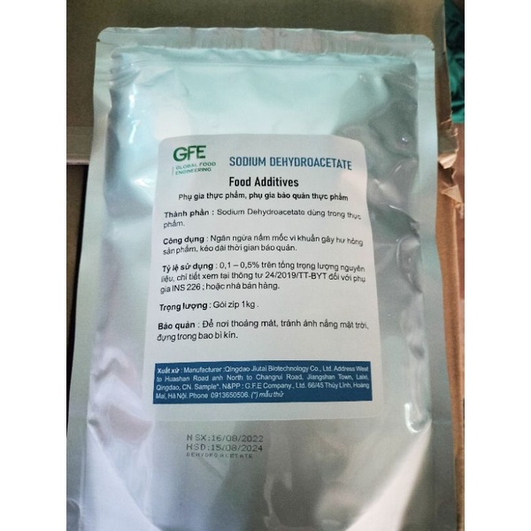 PHỤ GIA BẢO QUẢN BÁNH, ĐỒ UỐNG, THỊT CHẾ BIẾN G. F. E SODIUM DEHYDROACETATE
