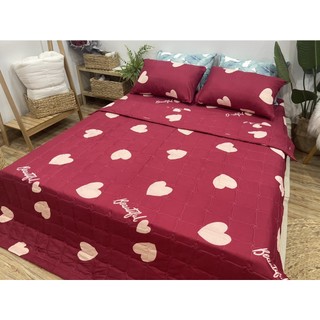 Bộ Chăn Ga Gối Trái Tim Đỏ (có đủ set chăn phao và vỏ chăn)